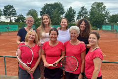 Spielen nächstes Jahr in der Verbandliga - die Damen 40 des TCL , v.l. oben: Christine Schmitt, Nadine Knaus, Daniela Maier, Christiane Peschke. Unten: Barbara Osterloff, Kirsten Hauser, Nicola Bukovec und Sandra Harder.